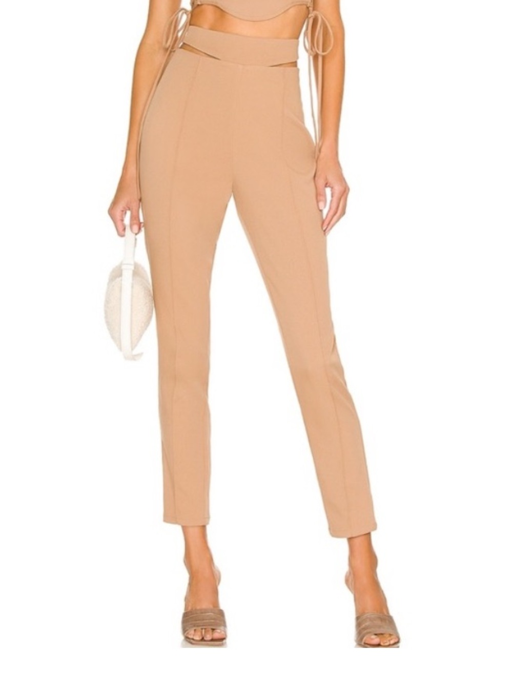 Camila Coelho Tan High-Waist Cropped Tapered Pants